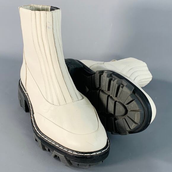 RAG & BONE Size 10 White Leather Pull On Ankle Boots - Picture 5 of 12